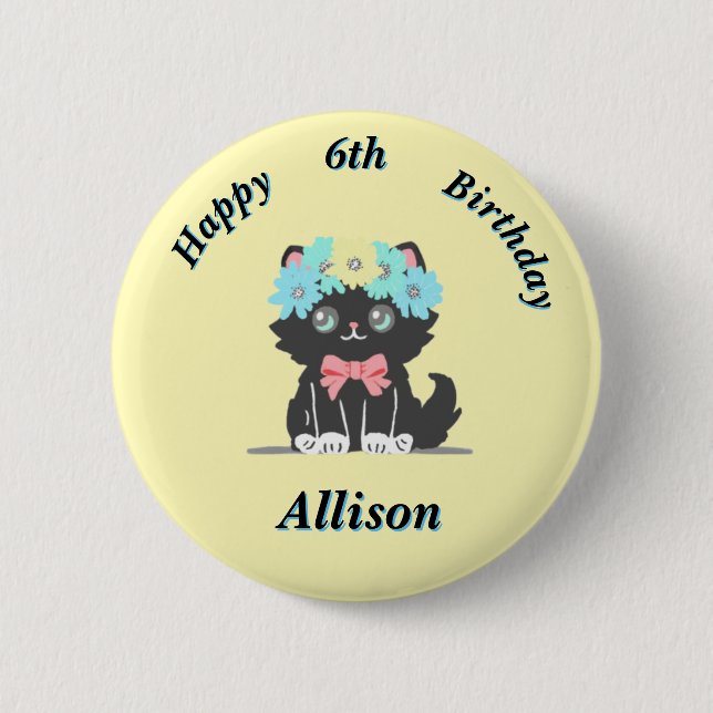 Cute Kattunge Birthday Button Knapp (Framsida)