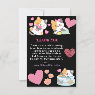 Cute kattunge Black and rosa Baby dusch Tack Kort