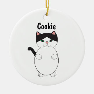 Cute Kattunge Black and White Personalize Julgransprydnad Keramik