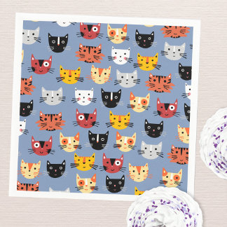 Cute Kattunge Blue Pappersservett