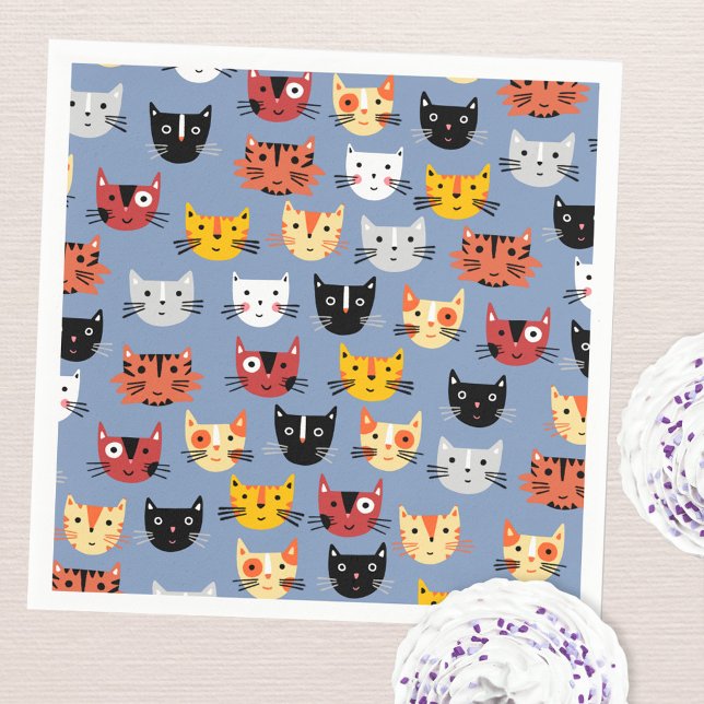 Cute Kattunge Blue Pappersservett (Cute Kitty Cat blue party paper napkins)