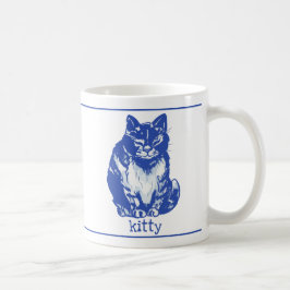 Cute Kattunge Blue White Farmhouse Rustic Kaffemugg