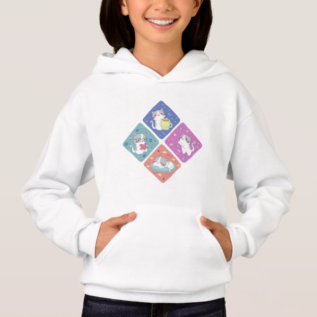 Cute Kattunge Busy Day Illustration T Shirt (Framsida)