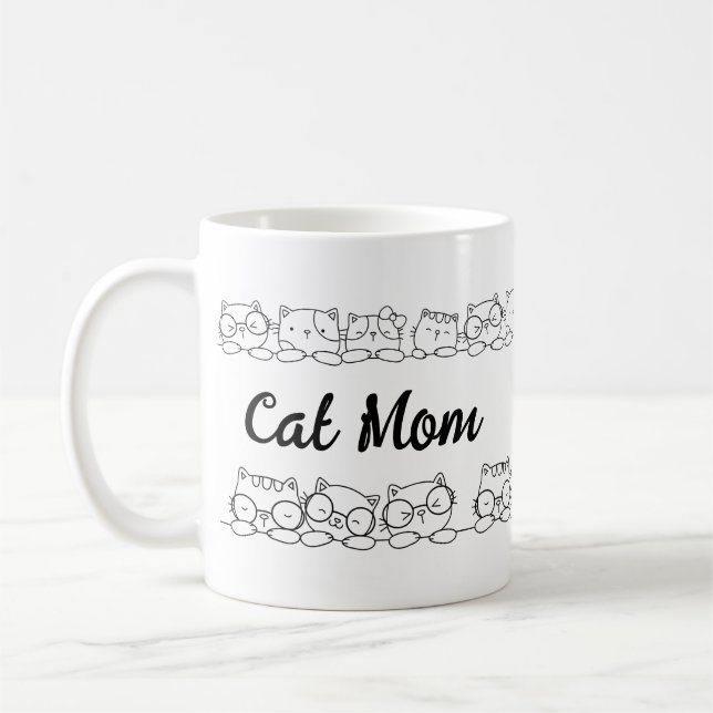 Cute Kattunge Cat Mamma Monogram Kaffemugg (Vänster)