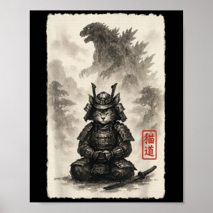 Cute Kattunge Catzilla Arg Kaiju Anime Cat Monster Poster