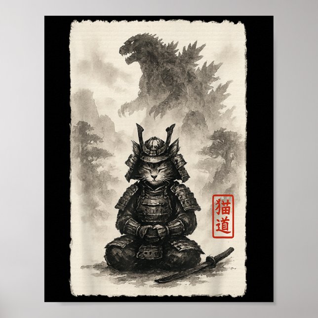 Cute Kattunge Catzilla Arg Kaiju Anime Cat Monster Poster (Framsidan)