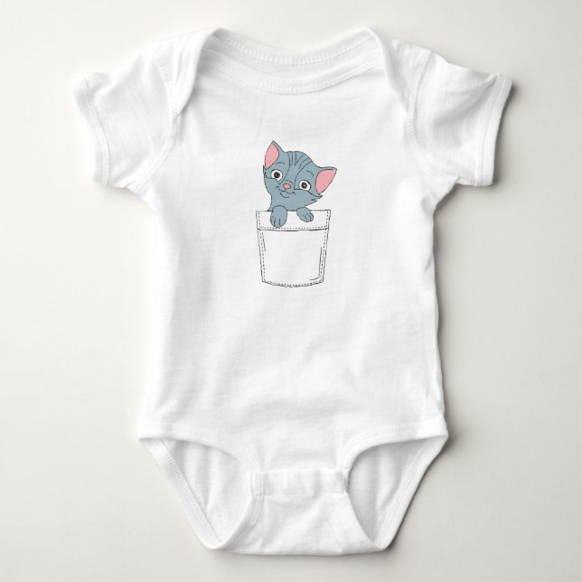 Cute Kattunge Clipart Cat in Pocket Cat Lover Desi T Shirt (Framsida)