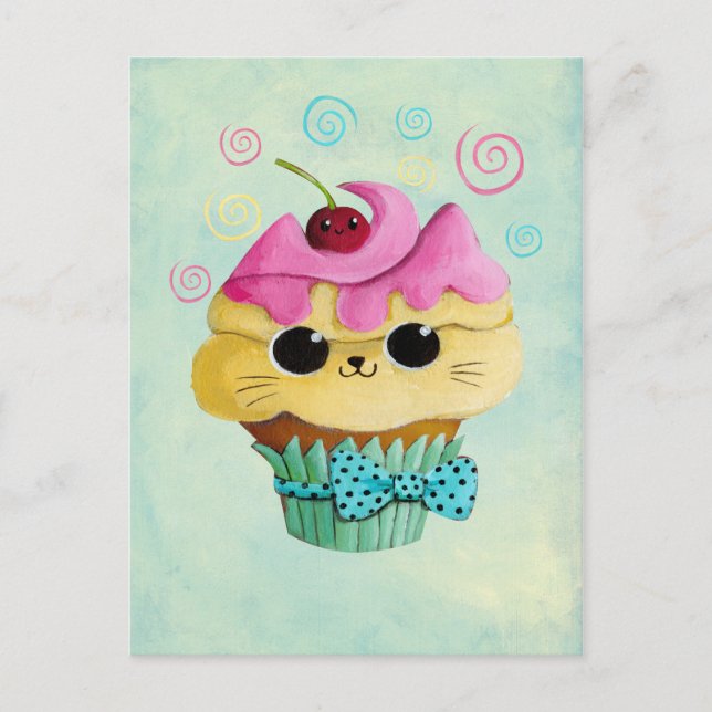 Cute Kattunge Cupkaka Vykort (Framsida)