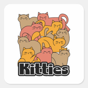 Cute Kattunge design - fläckkonst Fyrkantigt Klistermärke
