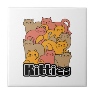 Cute Kattunge design - fläckkonst Kakelplatta