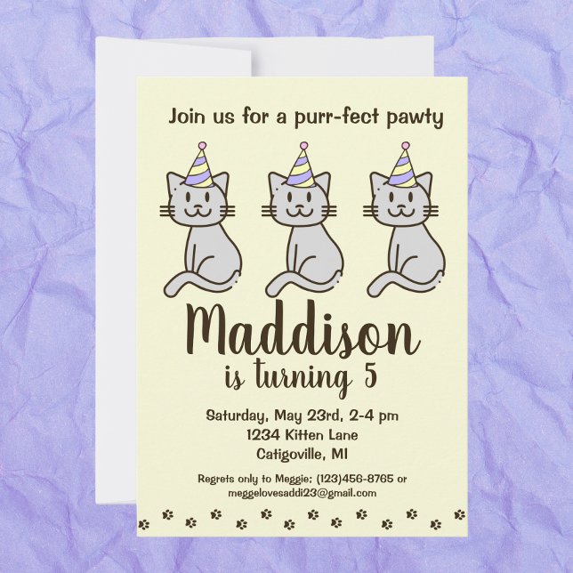 Cute Kattunge födelsedag Inbjudningar (Skapare uppladdad)