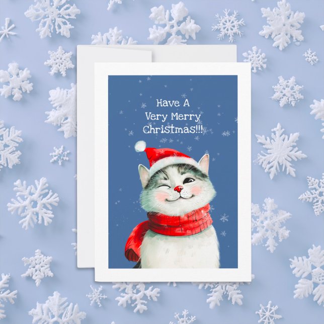 Cute Kattunge God jul Card Julkort ("Have A Very Merry Christmas" cute cat card)