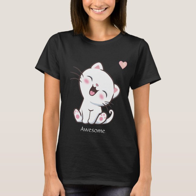 Cute Kattunge & Heart T-Shirt (Framsida)