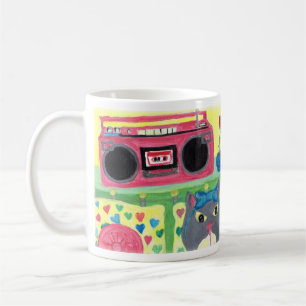Cute Kattunge i Bedroom Retro Art Kaffemugg