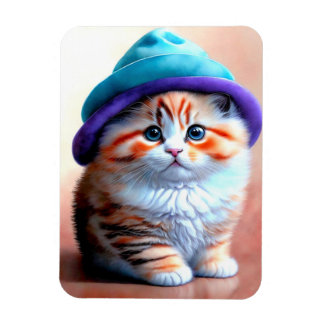 Cute Kattunge i en Hat OWN Art Adsible KITTEN Magnet