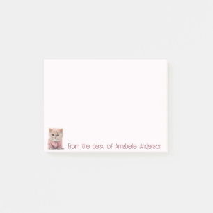 Cute Kattunge i en Rosa Sweater Personalize Post-it Block