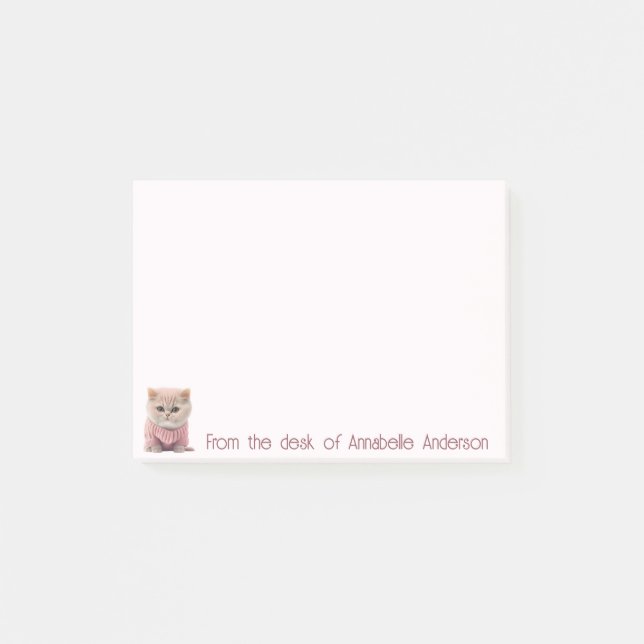 Cute Kattunge i en Rosa Sweater Personalize Post-it Block (Framsida)