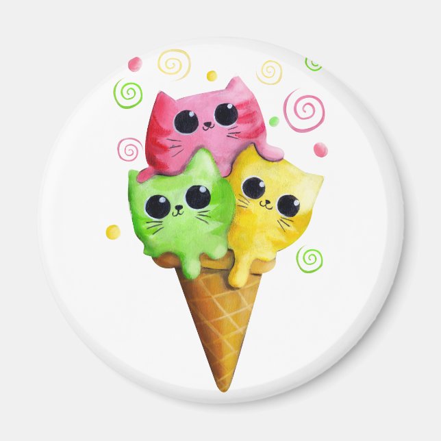 Cute Kattunge Ice Cream Magnet (Framsidan)