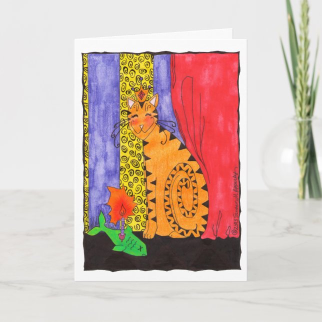 Cute Kattunge Illustration Grattis på födelsedagen Kort (Framsida)