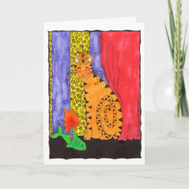 Cute Kattunge Illustration Grattis på födelsedagen Kort