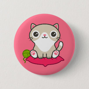 Cute Kattunge Illustration Knapp