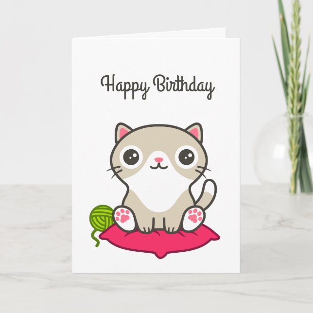 Cute Kattunge Illustration Kort (Framsida)
