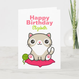 Cute Kattunge Illustration Kort