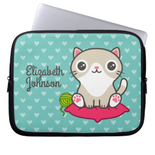 Cute Kattunge Illustration Laptop Fodral