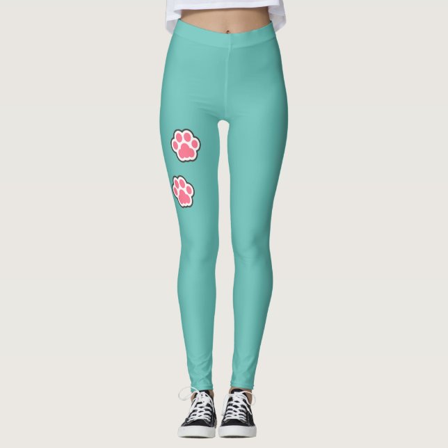 Cute Kattunge Illustration Leggings (Framsida)