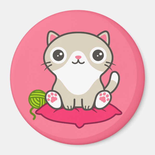 Cute Kattunge Illustration Magnet (Framsidan)