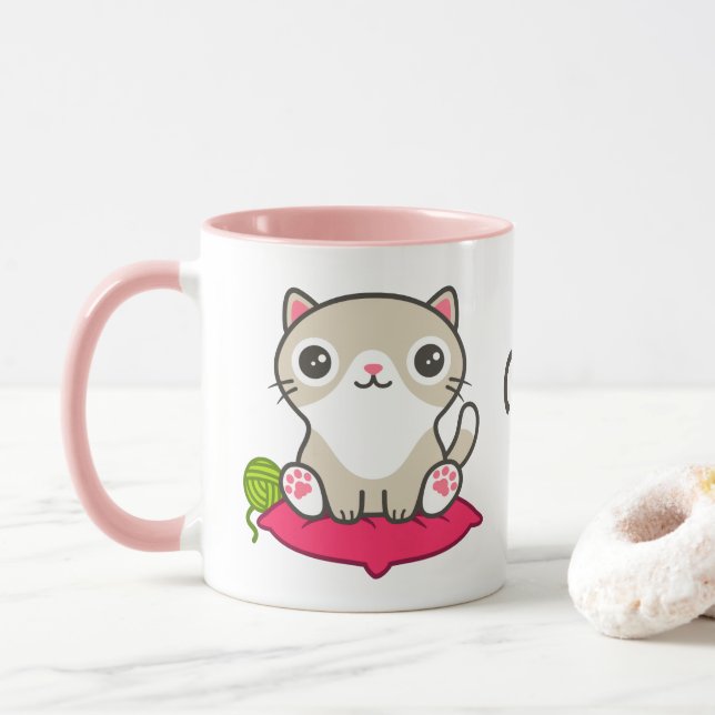 Cute Kattunge Illustration Mugg (Med munk)