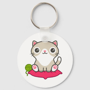 Cute Kattunge Illustration Nyckelring