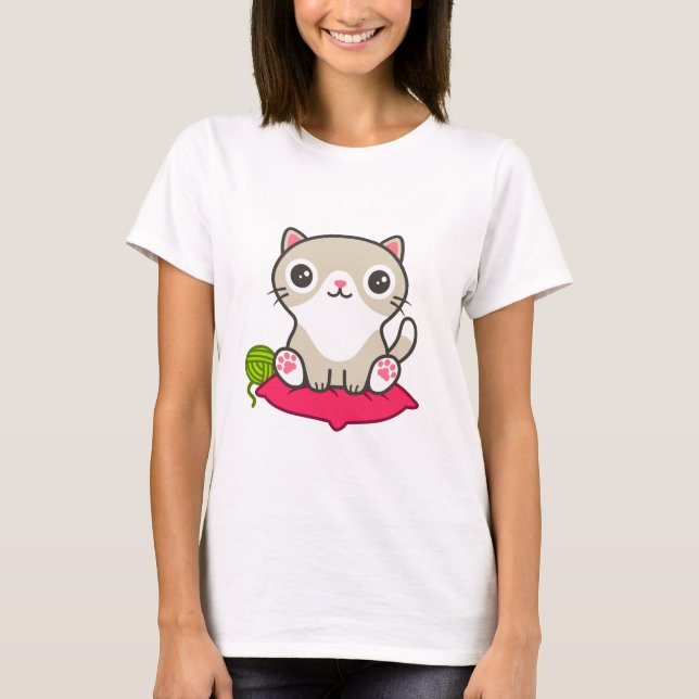 Cute Kattunge Illustration T Shirt (Framsida)