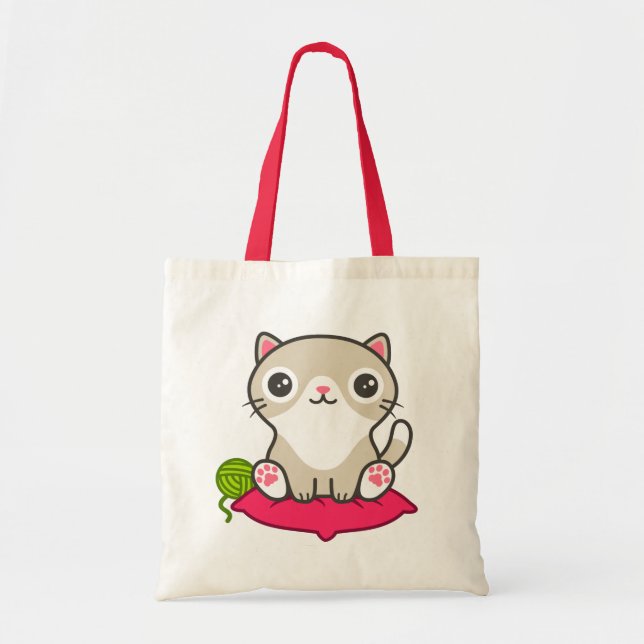 Cute Kattunge Illustration Tygkasse (Framsidan)
