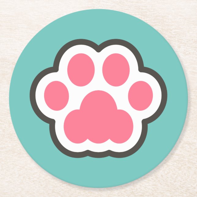 Cute Kattunge Illustration Underlägg Papper Rund (Framsidan)