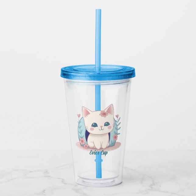 Cute Kattunge Kawaii Chibi Take Away Mugg (Framsida)