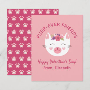 Cute Kattunge Kids Valentines day Classroom Anteckningskort