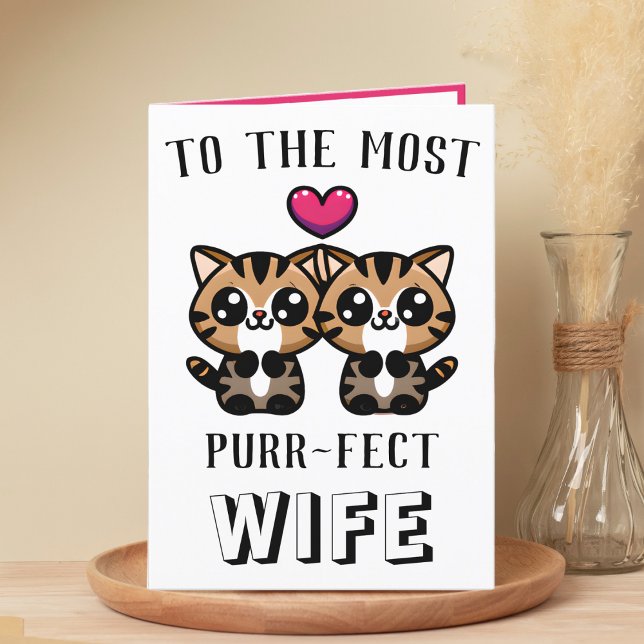 Cute Kattunge Kitten Pun frufe Grattis på födelsed Tack Kort (cute kitten purr birthday card for wife)
