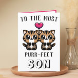 Cute Kattunge Kitten Pun Son Grattis på födelsedag Tack Kort<br><div class="desc">Tittar du ett unikt sätt att uttrycka kärlek och humor för ditt barn? Vårt roliga hälsningskort i kattunge är perfektens val för din son på hans födelsedag! Anpassa den genom att lägga till ditt eget personliga meddelande. Utformningen har två söta,  bruna kattungar med rött hjärta.</div>