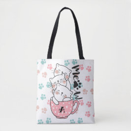 Cute Kattunge Kittens-katter i Rosa Kopp Monogram Tygkasse