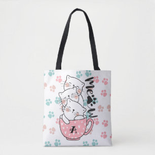 Cute Kattunge Kittens-katter i Rosa Kopp Monogram Tygkasse