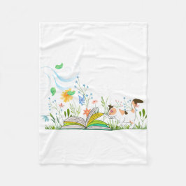 Cute Kattunge Läsning a Bok Fleecefilt