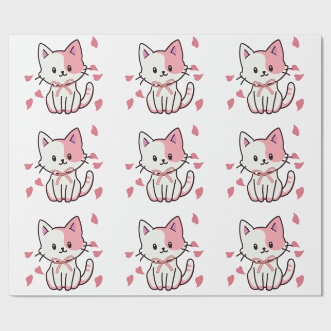 Cute kattunge med båge presentpapper (Platt)