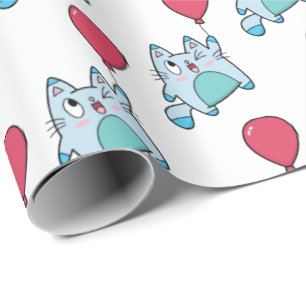 Cute Kattunge med ballong Presentpapper