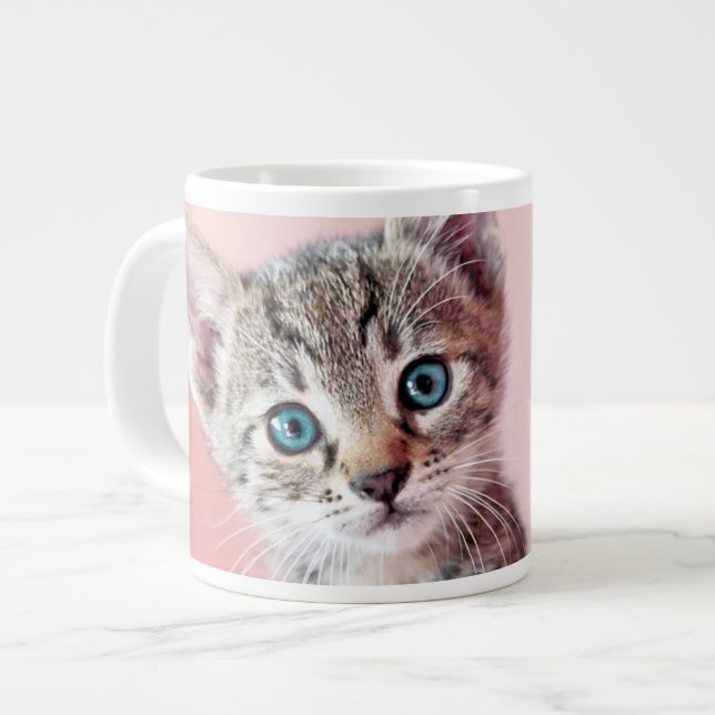 Cute kattunge med blå ögon. jumbo mugg (Framsida vänster)