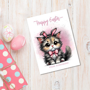 Cute Kattunge med Bunny Öron Glad påsk Julkort
