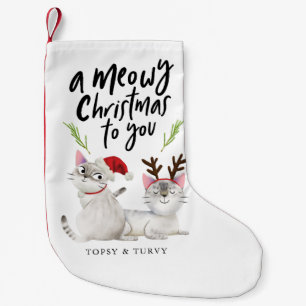 Cute Kattunge Meowy jul Liten Julstrumpa