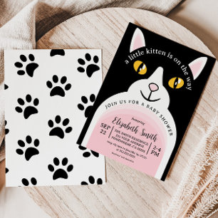 Cute Kattunge Modern Arch Girly Baby Shower Inbjudningar