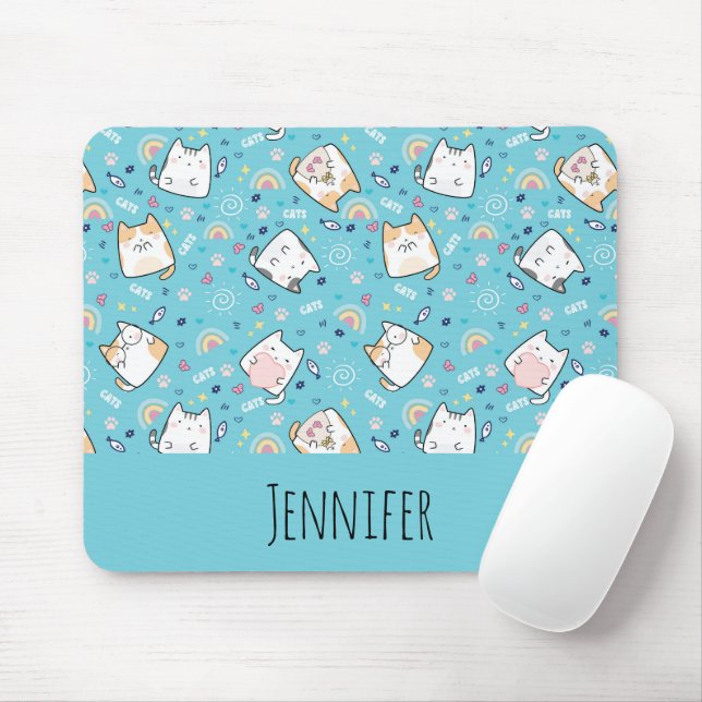 Cute Kattunge Mönster Whimsical Musmatta (Med mus)