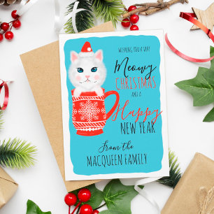 Cute Kattunge Mugg Meowy jul Gott nytt år Julkort